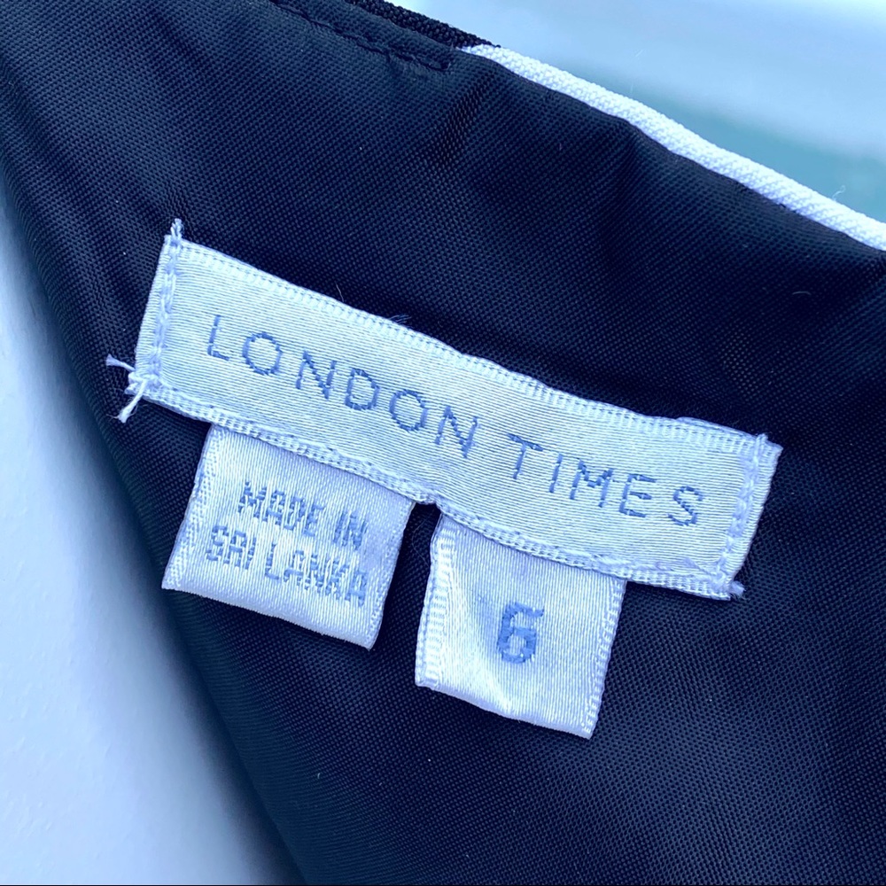London Times Black White Sleeveless Dress Size 6 - Picture 8 of 8